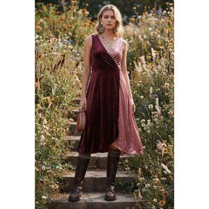 New York & Co Y2K Crushed Velvet Dress 8 Pink Colorblock Whimsigoth Fairy